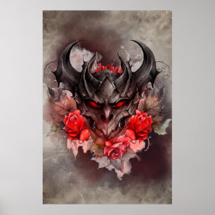 tovenarij   Red Eyed Smoky Demon Beast met Rozen Poster