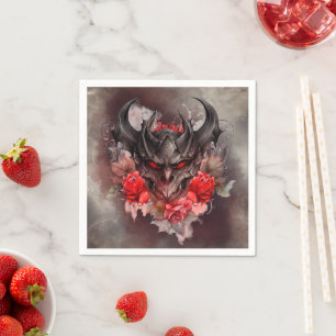 tovenarij   Red Eyed Smoky Demon Beast met Rozen Servet