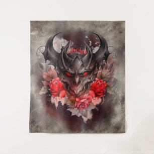 tovenarij   Red Eyed Smoky Demon Beast met Rozen Wandkleed