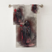 tovenarij | Shadowy Dark Witch Glowing Red Eyes Bad Handdoek (Insitu)