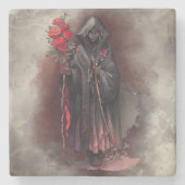 tovenarij | Shadowy Dark Witch Glowing Red Eyes Stenen Onderzetter (Voorkant)