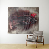 tovenarij | Shadowy Dark Witch Glowing Red Eyes Wandkleed (In Situ (horizontaal))