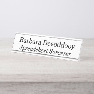 Tovennaar Wit Spreadsheet Bureau Naambordje