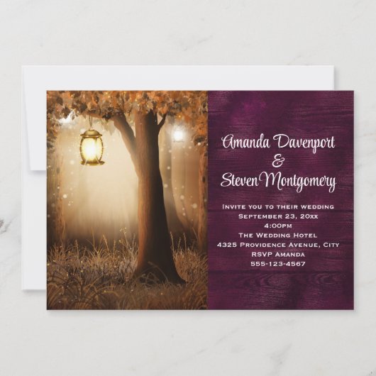 Toverachtig bos met feeërieke lichtjes bruiloft kaart (Voorkant)