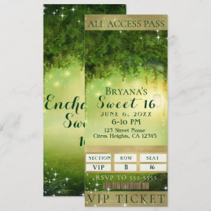 Toverachtig groen bos VIP Sweet 16 feest ticket Kaart