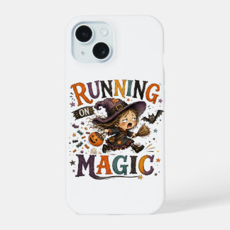 Toverachtig Lopende Schattige Halloween Heks Water iPhone 15 Hoesje