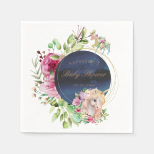 toverachtige bloemige eenhoorn baby shower papier servet