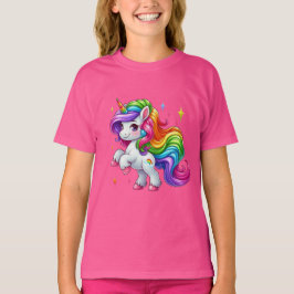 Toverachtige Regenboog Eenhoorn met Wolk & Regenbo T-shirt