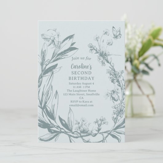 Toverachtige Vlinder Tuin Tweede Verjaardag Kaart (Staand voorkant)