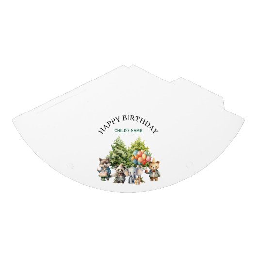 Toverachtige Waterverf Bos Verjaardag Feesthoedjes (Voorkant)