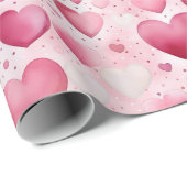 Toverachtige Waterverf Harten | Stippenpatroon Cadeaupapier (Rol Hoek)