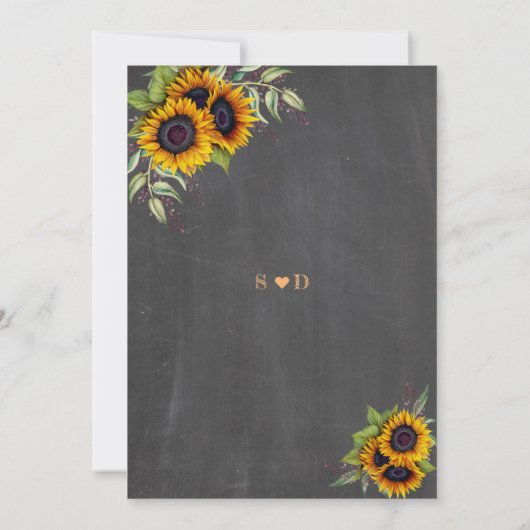 Toverachtige waterverf zonnebloemen schoolbord bru kaart (Achterkant)