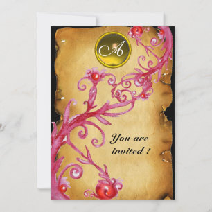 TOVERBESSEN  MONOGRAM roze paars geel purper Kaart
