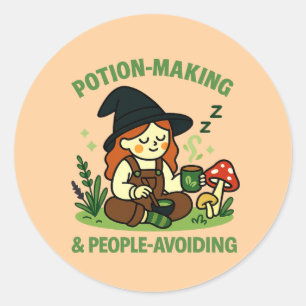 Toverdranken Maken & Mensen Vermijden Ronde Sticker