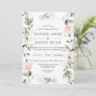 Toverende Blush Bloemen Gouden Bladeren Alles in E Kaart