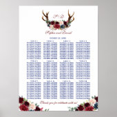 Toverende Merlot Navy Bladwerk Gewei Stoelenplatte Poster (Voorkant)