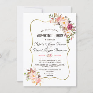 Tovergoud Blush Roze Bloem Verlovingsfeest Kaart
