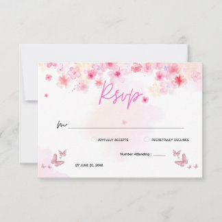 Toverige Roze Kersenbloesem Vlinder Bruiloft RS Save The Date