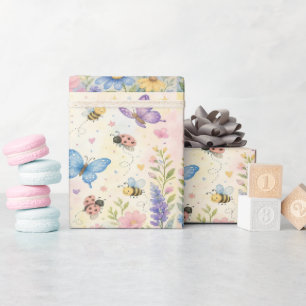 Toverige Tuin Vlinder Lieveheersbeestje Bijen Bloe Cadeaupapier