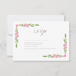 Toverlante lint bloemige bruiloft RSVP kaartje