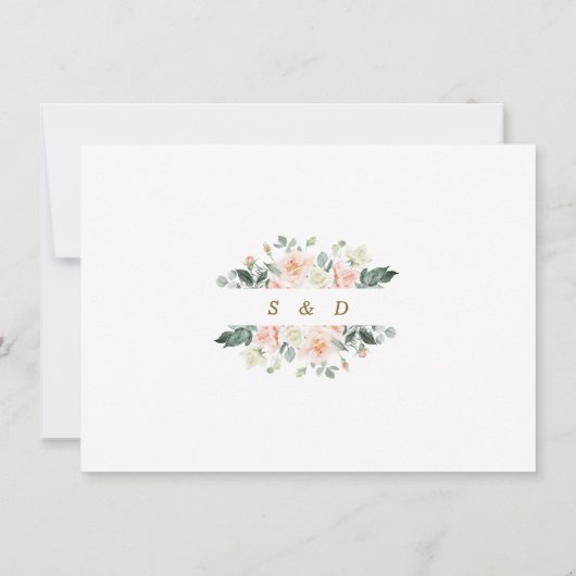Toverliefde Blush Witte Bloemen Bruiloft Calligraf Save The Date (Achterkant)