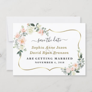 Toverliefde Blush Witte Bloemen Huwelijk Calligraf Save The Date