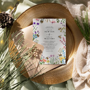 Toversierige Wilde Bloementuin Zomer Boho Bruiloft Kaart