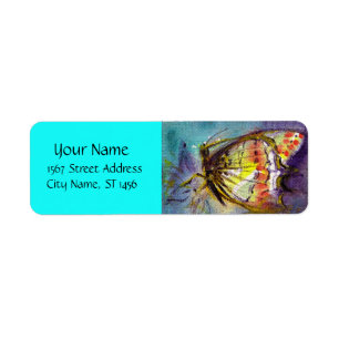 TOVERVLINDER Paars Aqua Blauw Turquoise Etiket