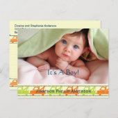 Tow Truck Baby Boy Aankondiging (Voorkant / Achterkant)