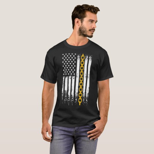 Tow Truck Driver US Flag Wrecker Thin Yellow T-shirt (Voorkant volledig)