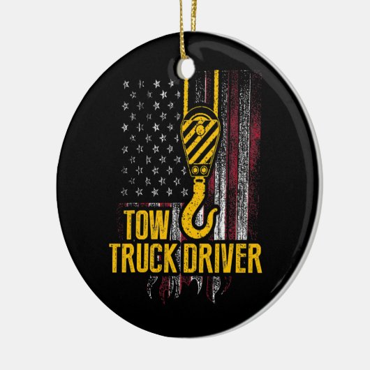 Tow Truck Driver USA Flag Funny Trucker Keramisch Ornament (Links)