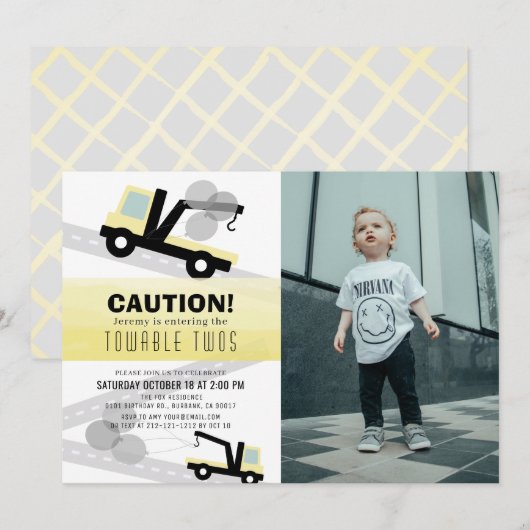 Towable Twos Wrecker 2e verjaardag Kaart (Voorkant / Achterkant)