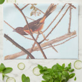 Towee Bunting Audubon Black en Oranje Song Birds Theedoek (Gevouwen)