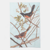 Towee Bunting Audubon Black en Oranje Song Birds Theedoek (Verticaal)