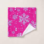 Towel Set, Bright Fuchsia Snowflakes (Gant de toilette)