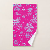 Towel Set, Bright Fuchsia Snowflakes Bad Handdoek (Handdoek)