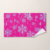 Towel Set, Bright Fuchsia Snowflakes Bad Handdoek (Handdoek)