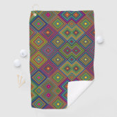 Towel with a vibrant geometric pattern  golfhanddoek (Insitu)