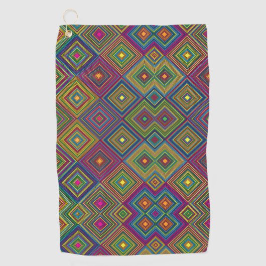 Towel with a vibrant geometric pattern  golfhanddoek (Voorkant)