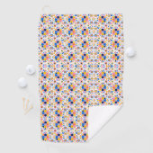 Towel with intricate, colorful geometric pattern  golfhanddoek (Insitu)