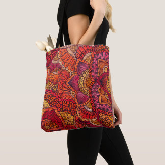 Tower bag patroon mehndi mandala orange draagtas