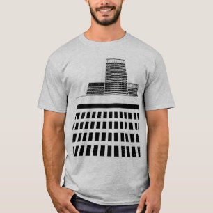 Tower-Block Windows-patroon in zwart-wit T-shirt