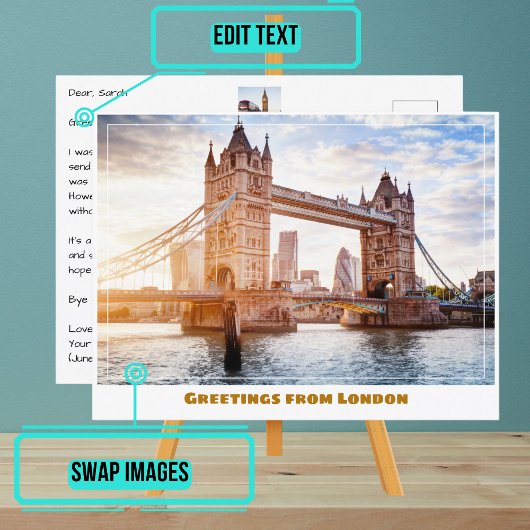 Tower Bridge bij Sunset Londen Engeland Briefkaart