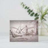 Tower Bridge en Sun Dial, London UK Briefkaart (Staand voorkant)
