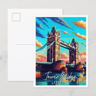 Tower Bridge Engeland vintage reisillustratie Briefkaart