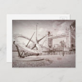 Tower Bridge et Sun Dial, Londres, carte postale b (Devant / Derrière)