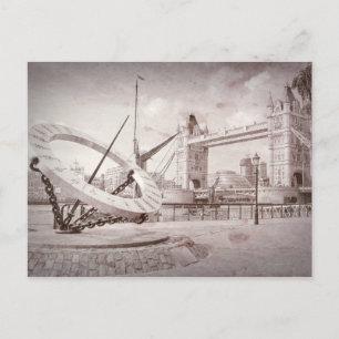 Tower Bridge et Sun Dial, Londres, carte postale b