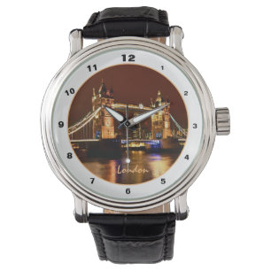 Tower Bridge, Londen bij Night, Engeland (UK) watc Horloge