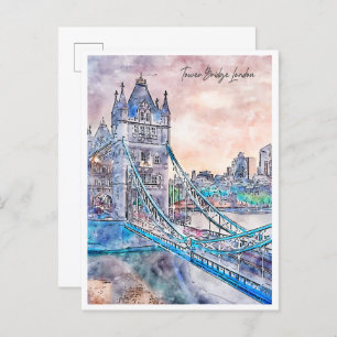Tower Bridge Londen vintage reis waterverf Briefkaart