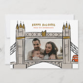 Tower Bridge London Double Decker Kerstfoto Feestdagenkaart (Voorkant)